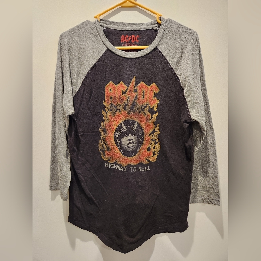 Lucky brand AC⚡️DC Highway to hell long sleeve shirt L black 2018 raglan band